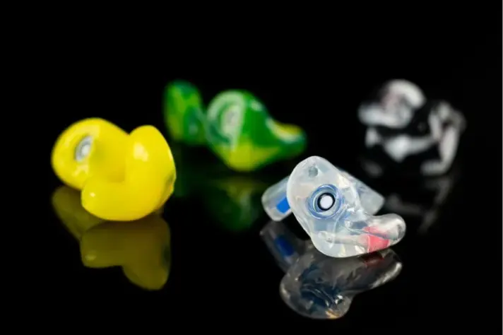 Big Ear custom earplugs in a full range of custom colors on black