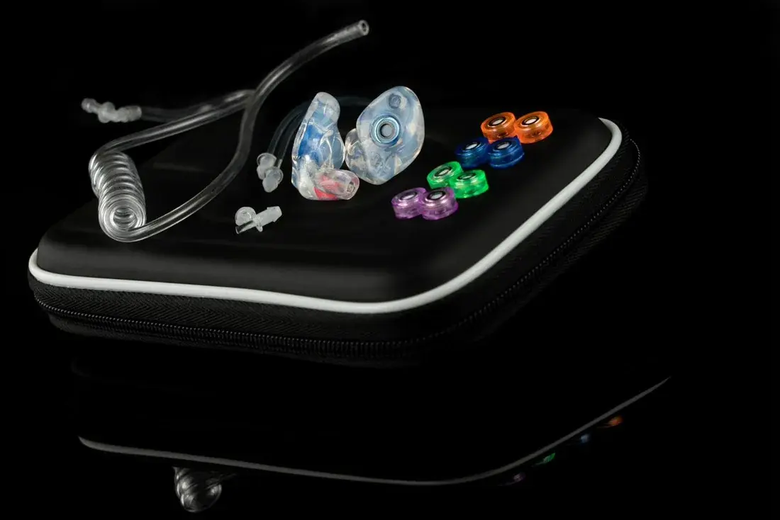The One custom filtered skydiving earplug with interchangeable filters